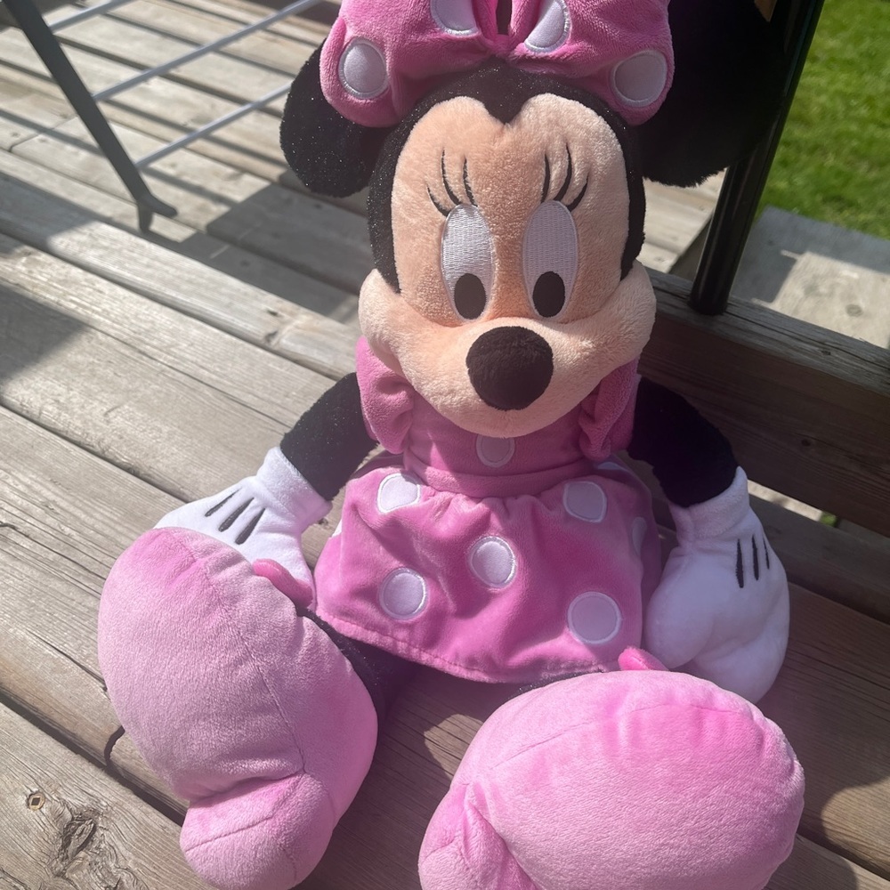 Minnie Mouse Plush Disney Pink Polka Dot Dress Stuffed Doll